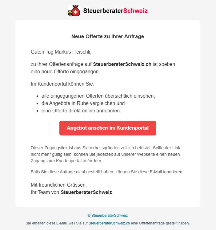 Offerte einreichen Steuerberater