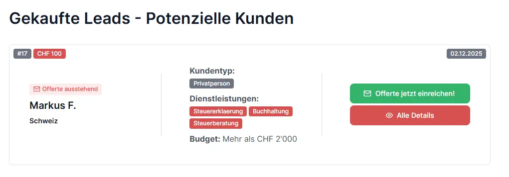 Lead kaufen Steuerberater